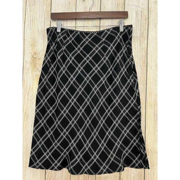 Vtg Y2K Aeropostale A-Line Plaid Skirt L Black White Lace Trim Grunge Academia - Picture 2 of 8